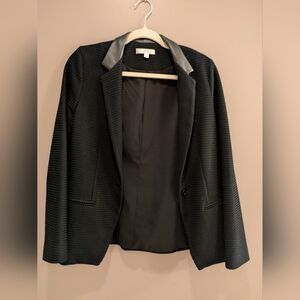 DREW for Anthropologie Black Women's Blazer with Leather Trim S